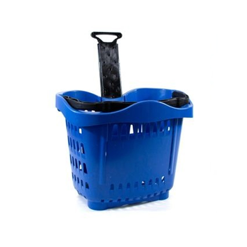 TROLLEY BASKET BLUE 43LT WITH WHEELS AND TELESCOPIC HANDLE DIM. 533x380x425H